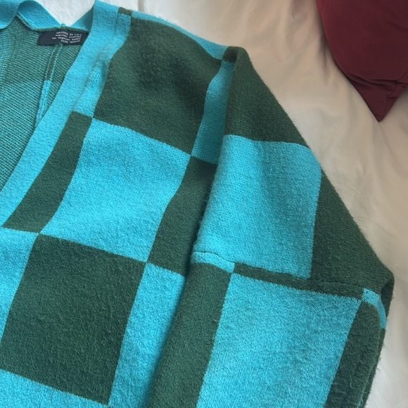 Dress in Lala Blue and Green Checkered Cardigan - Picture 6 of 9